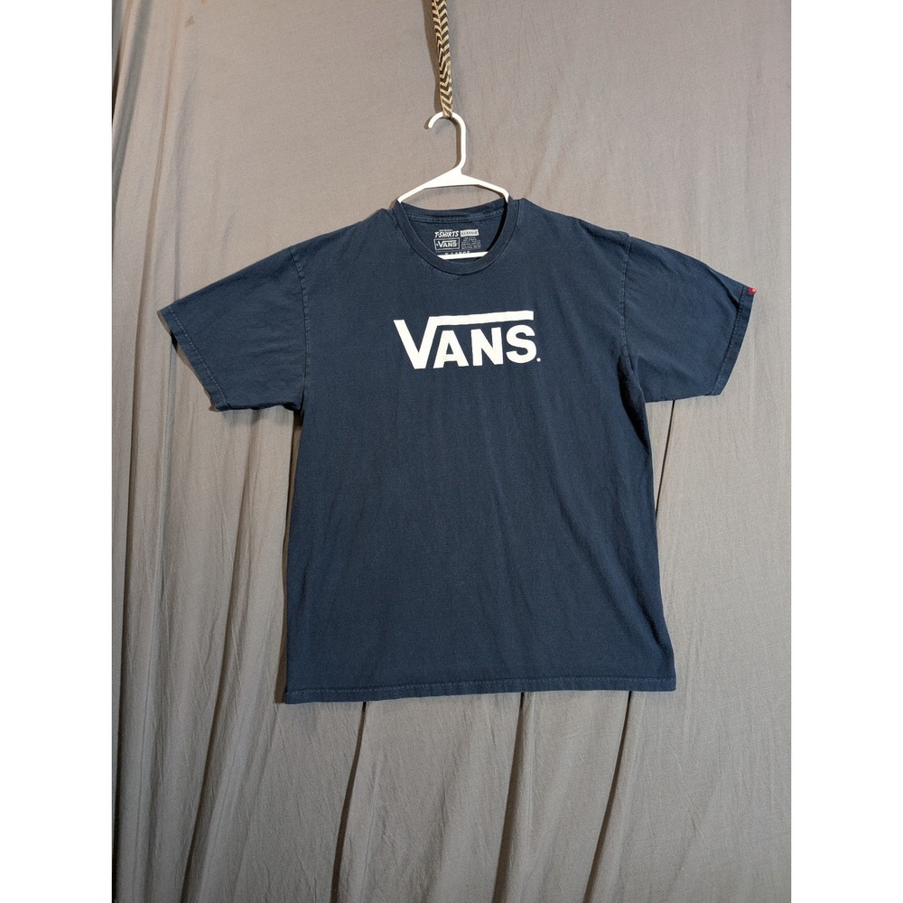 Vans T-Shirt Men Extra Large Blue Logo Crew Neck Short Sleeve Classic